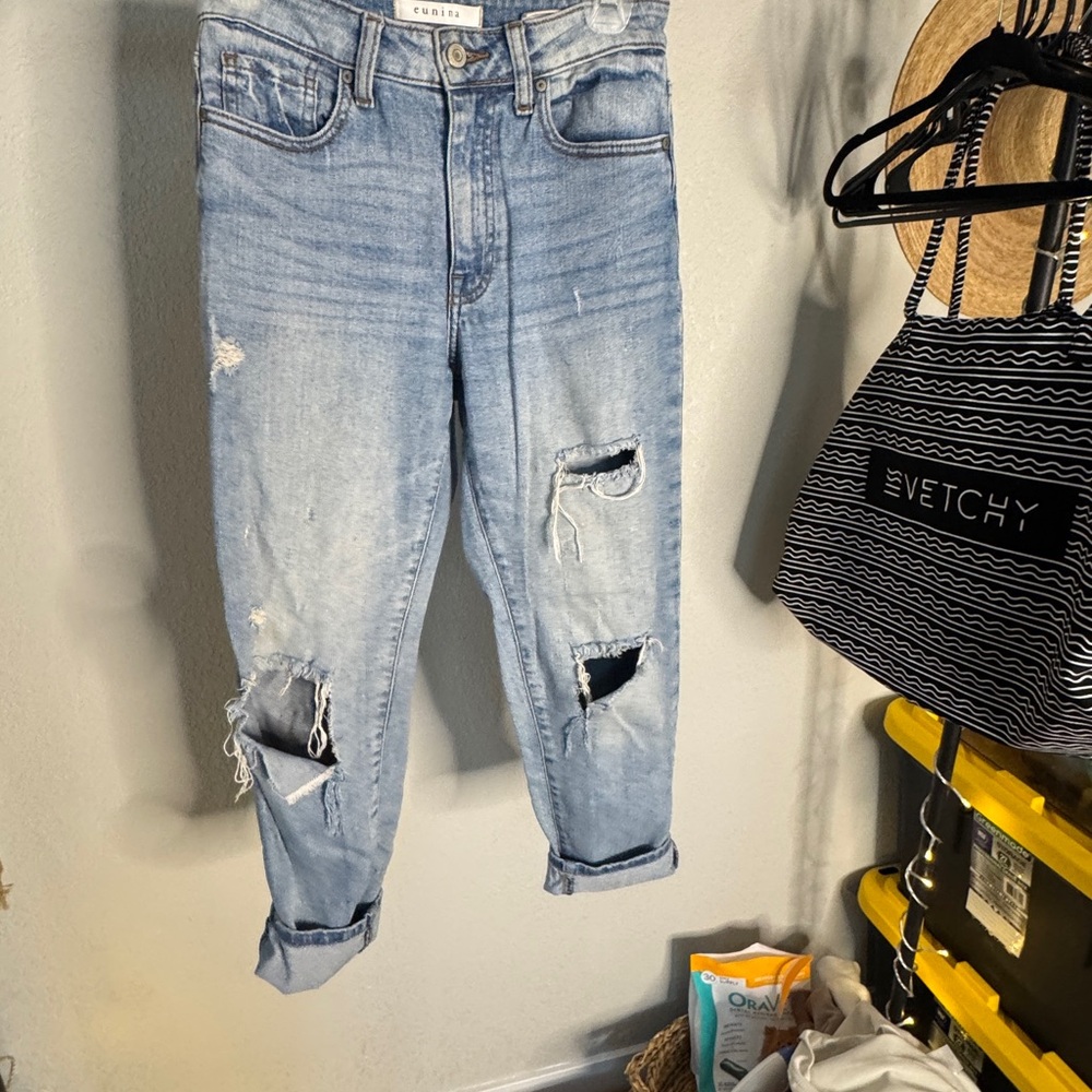Eunina Light Blue Distressed Boyfriend Jeans